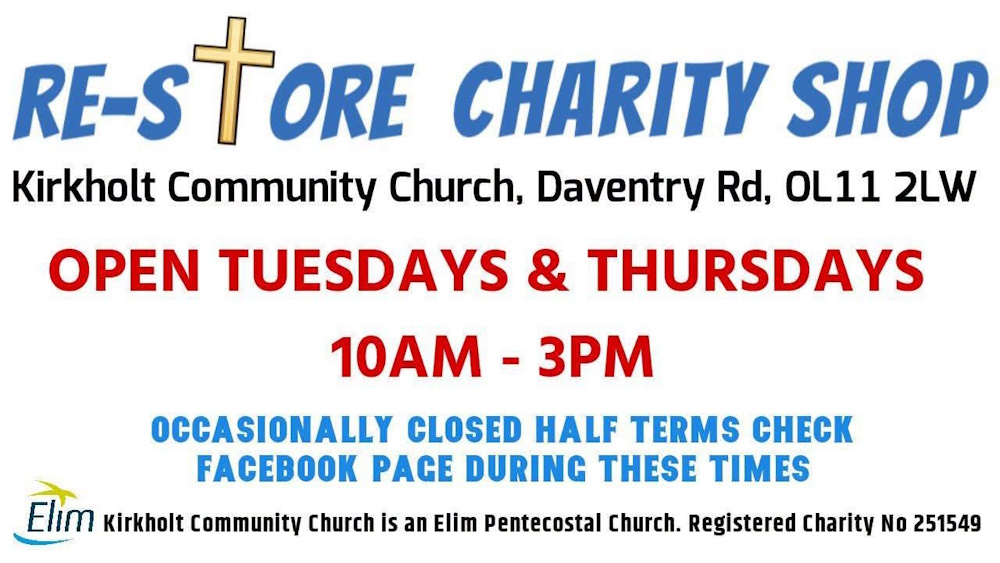 re-store charity shop at kirkholt community church