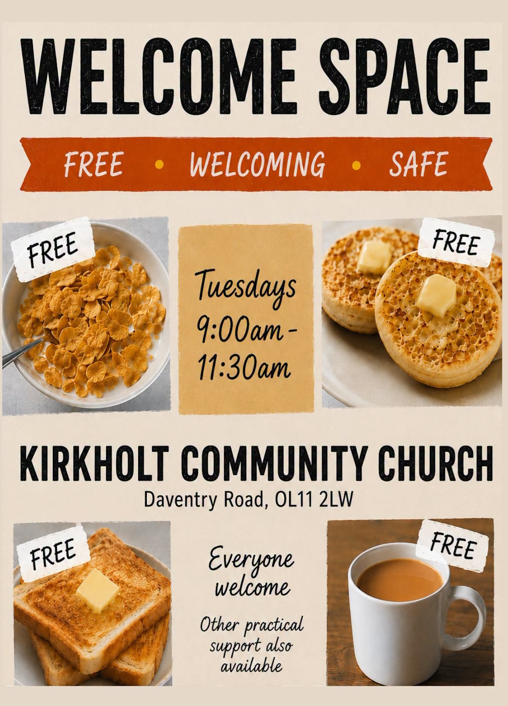 warm welcome space at kirkholt community church